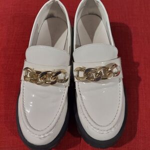 Forever 21 Faux Leather loafers with gold chain